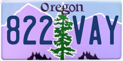 OR license plate 822VAY