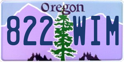 OR license plate 822WIM