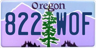 OR license plate 822WOF