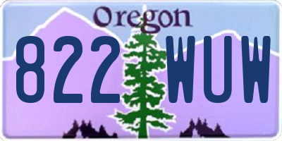 OR license plate 822WUW