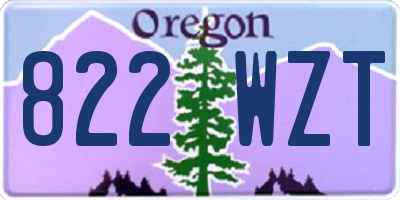 OR license plate 822WZT