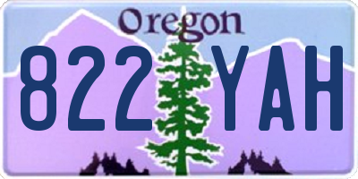 OR license plate 822YAH