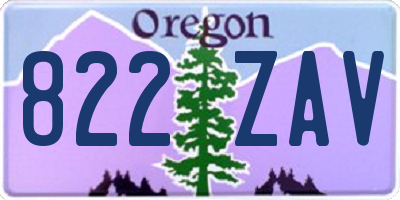 OR license plate 822ZAV