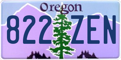 OR license plate 822ZEN