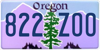 OR license plate 822ZOO