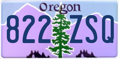 OR license plate 822ZSQ