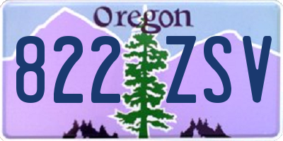 OR license plate 822ZSV
