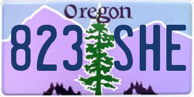 OR license plate 823SHE