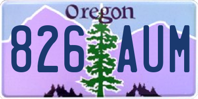 OR license plate 826AUM
