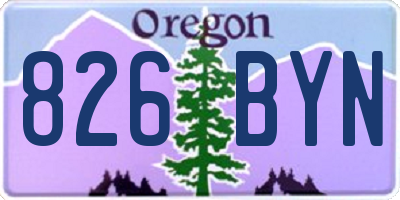 OR license plate 826BYN