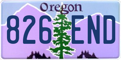 OR license plate 826END