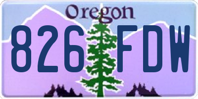 OR license plate 826FDW