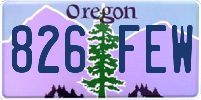 OR license plate 826FEW