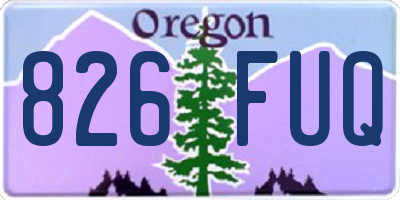 OR license plate 826FUQ