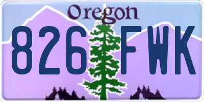 OR license plate 826FWK