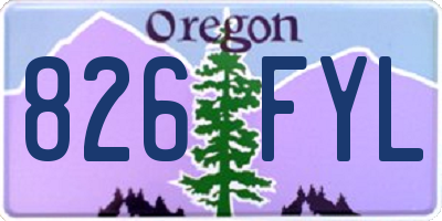 OR license plate 826FYL