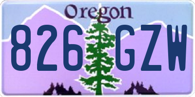 OR license plate 826GZW