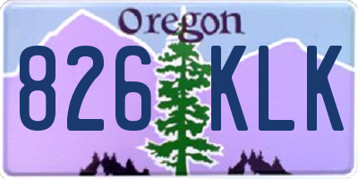 OR license plate 826KLK