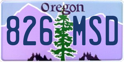 OR license plate 826MSD