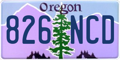OR license plate 826NCD