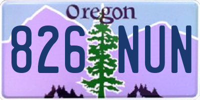 OR license plate 826NUN