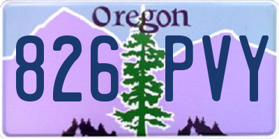 OR license plate 826PVY