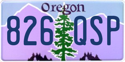 OR license plate 826QSP