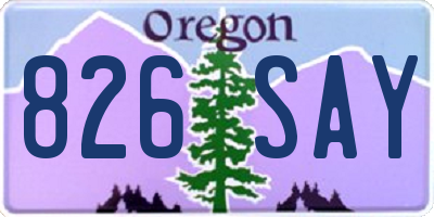 OR license plate 826SAY