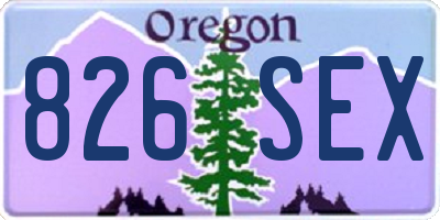OR license plate 826SEX