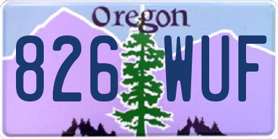 OR license plate 826WUF
