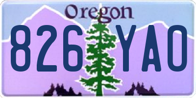 OR license plate 826YAO