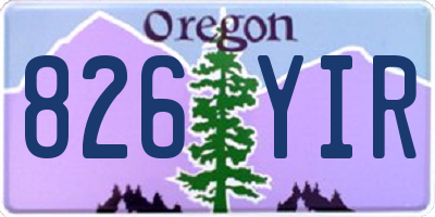 OR license plate 826YIR