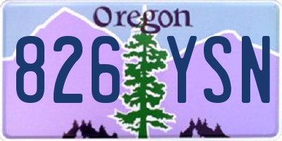 OR license plate 826YSN
