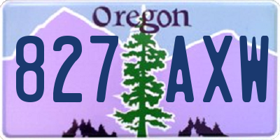 OR license plate 827AXW