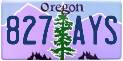 OR license plate 827AYS
