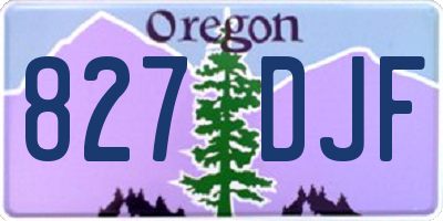 OR license plate 827DJF