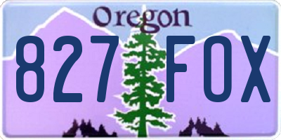 OR license plate 827FOX