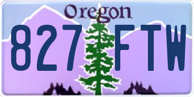 OR license plate 827FTW