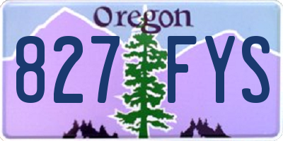 OR license plate 827FYS