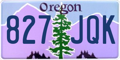 OR license plate 827JQK