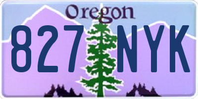 OR license plate 827NYK