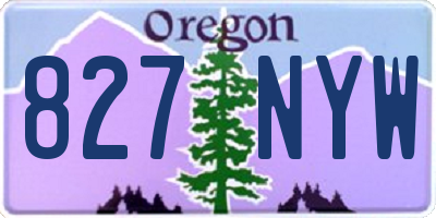 OR license plate 827NYW
