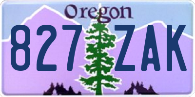 OR license plate 827ZAK