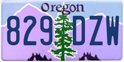 OR license plate 829DZW