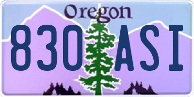 OR license plate 830ASI