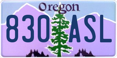 OR license plate 830ASL