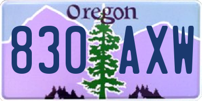 OR license plate 830AXW