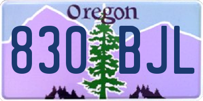 OR license plate 830BJL