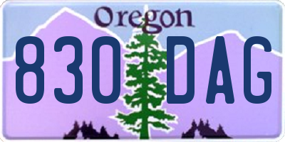 OR license plate 830DAG