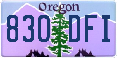 OR license plate 830DFI